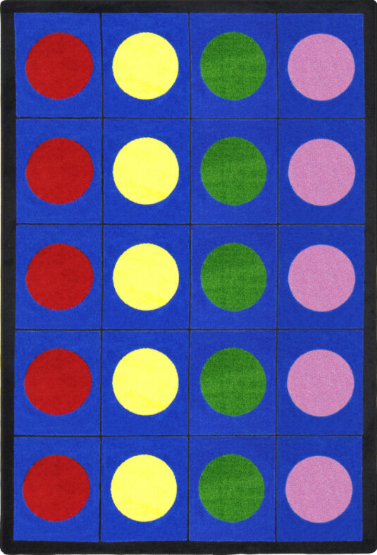 A classroom rug with circles for seating children