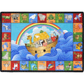 Children's rug with Noah's Ark design and animal illustrations on a white background